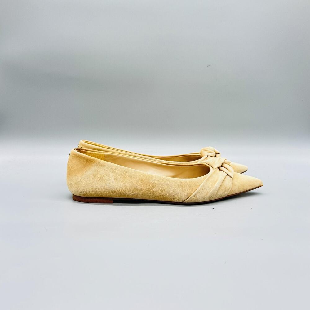 Sam Edelman Shoes Womens 8 Beige Suede Ballet Flats Bow Pointed Toe Slip On